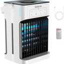 Portable Air Conditioner, Upgraded Motor Evaporative Air Cooler with Remote, 3 Speeds & 3 Mist, 7 Color Night Light Cooling Fan with 2-8H Timer, 1100ML Personal AC Unit for Bedroom Office