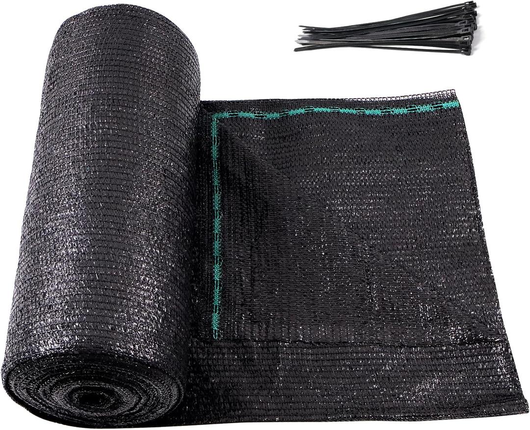 Amagenix 70% Eyelets Shade Cloth Roll 5'10" x 100 FT Cuttable Sun Shade Mesh Tarp UV Resistant Screen Cover for Garden, Patio, Greenhouse, Kennel, Canopy, Black