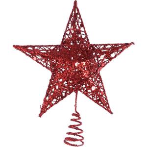 Hemoton 5 Red Sequin Metal Outdoor Decor Star Tree Topper for Christmas Trees