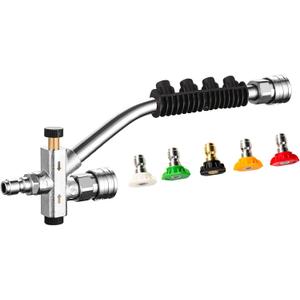 Foam Cannon Dual Connector, Double Tip Attachment with 5 Spray Nozzles, 4000 PSI, 1/4'' Quick Connect