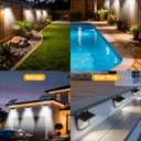 Aootek New Solar Motion Sensor Lights 120 LEDs with Lights Reflector,270 Wide Angle, IP65 Waterproof, Step Lights for Front Door, Yard, Garage, Deck (Black, Daylight White, 4-Pack)