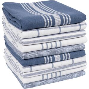 KAF Home Soho Kitchen Dish Towels - Set of 10, 18 x 28 Inch (Blue Gray)