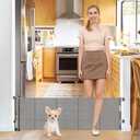 20 Inches Tall Retractable Short Dog Gate to Step Over, Short Pet Gates for The House, Extends up to 55" Wide, Small Dog Gate Indoor Puppy Gate Mesh Doggie Gates Low Dog Gate (Gray)