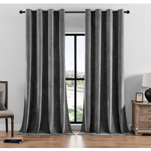 SMILETIME Dark Grey Chenille Velvet Curtains 108”L Thermal Insulated Soundproof & Soft Durable Light-Filtering Drapes for Living Room Bedroom Office Window Treatments, 52”W X 108”L, 2 Panels, Dark grey