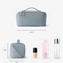 EACHY Travel Makeup Bag, Large Capacity Cosmetic Bag for Women, Waterproof PU Leather, Flat Open Portable Toiletry Bag for Skincare, Brushes & Travel Essentials