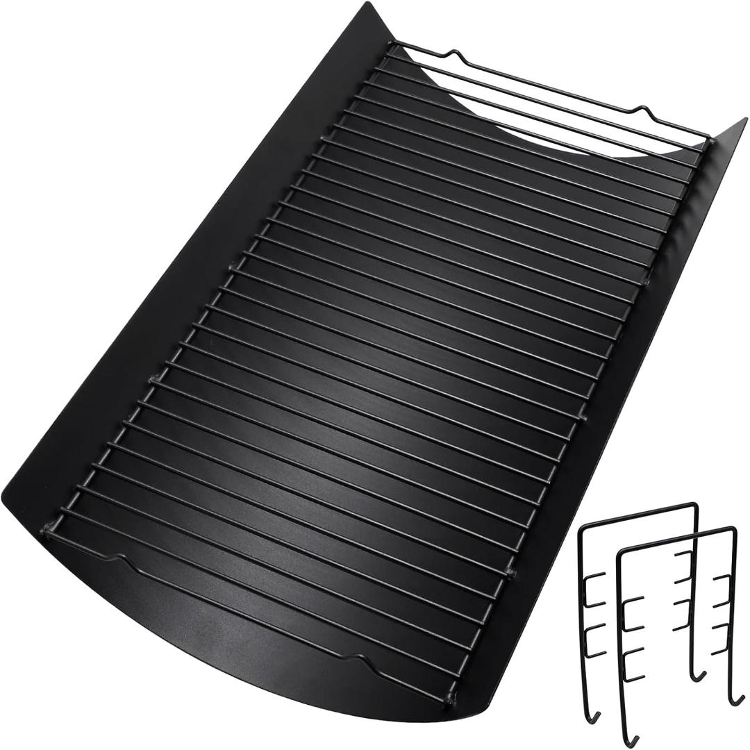 Hiorucet 20 Inches Grill Ash Pan Drip Pan for Chargriller 5050, 5650, 5072, 2823, 2123, 2223 Charcoal Grills, Chargriller Model 200157 and Grate Hanger Model 200024 for Char-Griller Replacement Parts