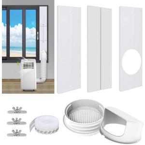 Portable Air Conditioner Window Vent Kit with 2-in-1 Coupler Fit for 5.0"/5.9 Exhaust Hose, Mobile A/C Unit Window Kit with 3 Seamless Slot Seal Plates for Vertical/Horizontal Sliding Window