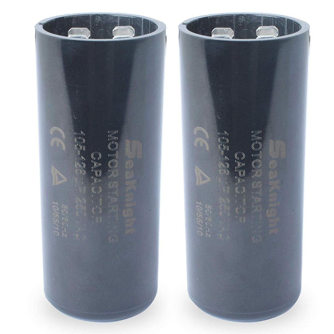 105-126 uf MFD Capacitor 220-250VAC,Motor Start Capacitor Replacement for Compatible with Franklin 1HP, 1.5hp and 2HP Well Pump Control Box Pack of 2