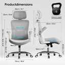 Ergalithic Ergonomic Office Chair-Computer X-Shaped Chair Mesh PU Leather with Adjustable Lumbar Support-Executive Desk Chair High Back with Headrest Flip-Up Arms for Long Hours (White-Grey)