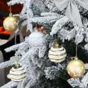 2.36" Christmas Balls Ornaments Set, 30ct Shatterproof Hanging Decorations for Xmas Trees, Holiday Party Decor (Gold White)