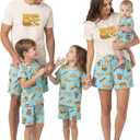 PATPAT Family Matching Short Sleeve Pajama Sets - Perfect for Family Photos & Holiday Celebrations (Small, Sky Blue Pizza)
