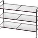 Simple Houseware 3-Tier Stackable Mesh Shoe Rack, Bronze