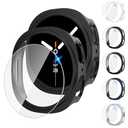 Tensea [5+5Pack for Samsung Galaxy Watch 3 Screen Protector Case 44mm Accessories, Hard PC Bumper/HD Anti-Fog Tempered Glass Protective Film, Face Cover Set, Galaxy Watch 3 Case for Women Men