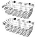 Coume 2 Pcs Large Black Slatwall Basket 23.6 x 11.8 x 7.9 Inch Metal Slatwall Panel Hanging Wire Basket Multifunctional Mounted Hanging Accessories for Kitchen Garage Storage and Home Display