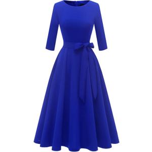 DRESSTELLS Cocktail Dresses for Women, Vintage Wedding Guest 3/4 Sleeves Formal Church Tea Dress L