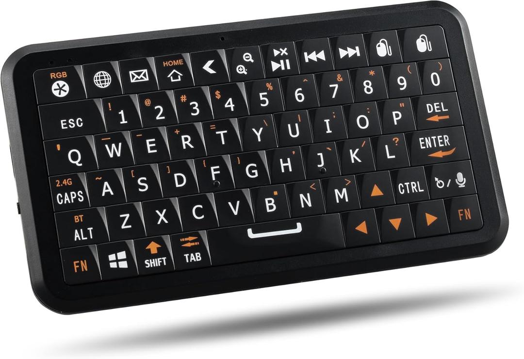 Mini Keyboard with Dual-mode 2.4G/Bluetooth Wireless Keyboard, Ultra-Slim and Portable,Air Mouse Gestures,RGB Backlit,Compatible with Smart TVs/PCs/Tablets/Phones (iOS/Android/Win/Mac) (Update)