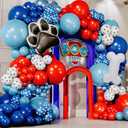 ALL-IN-1 Paw Balloon Arch & Garland Kit with BONUS Dog Bone – Small and Large Red, Dark Blue Paw Balloons – Paw Birthday Party Decorations & Supplies – Boy