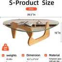 Mid Century Modern Glass Coffee Table, Coffee Table for Living Room,Triangle Coffee Tables,Suitable for Bedroom Living Room Reception Office Tables (Wood/Transparent, ML), ML 39.5 * 27 * 16in