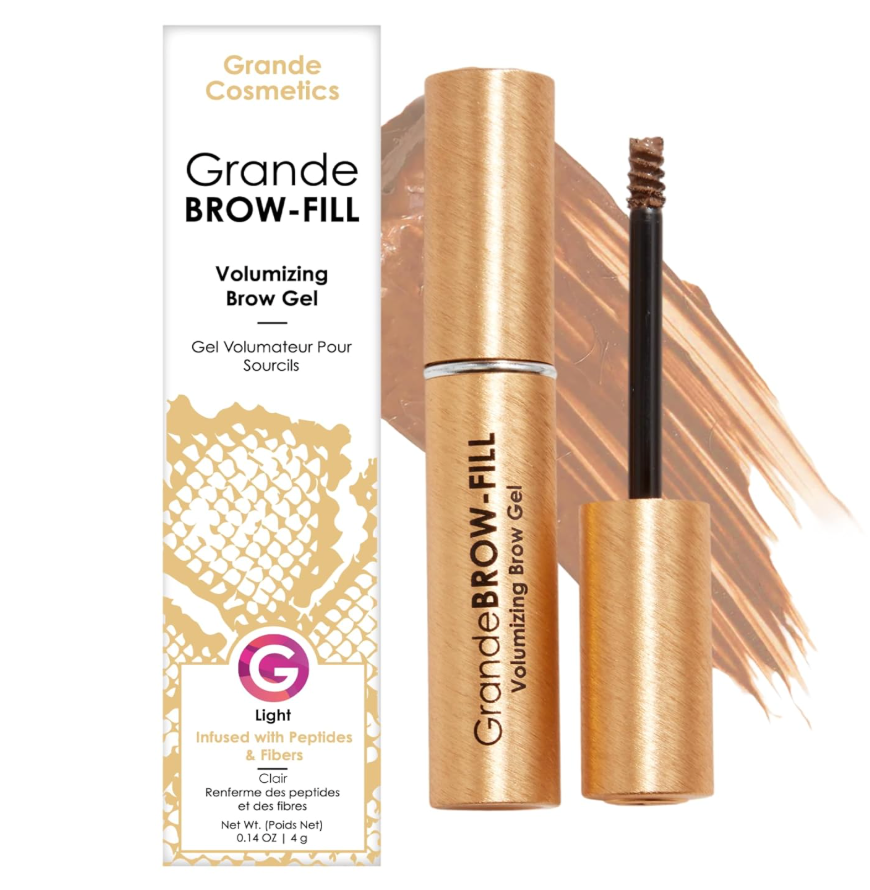Grande Cosmetics GrandeBROWFILL Volumizing Brow Gel with Fibers & Peptides, for Natural & FullerLooking Eyebrows  Light (0.14 fl oz)