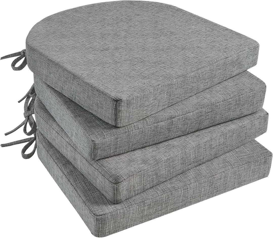 Basic Beyond Chair Cushions for Dining Chairs 4 Pack, Kitchen Chair Cushions with Ties and Non Slip Backing, 16 x 16 inches Chair Pads for Dining Chairs(Dark Grey)