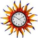 Jusimux Large Sun Outdoor Clock with Thermometer & Hygrometer Combo, Silent No-Ticking Indoor Outdoor Wall Clock, Waterproof Quartz Clock for Patio,Kitchen, Living Room,Bathroom,Garden，25 Inch Violet