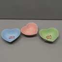 Tanlade 3 Pcs Valentine's Day Candy Bowls Mini Ceramic Serving Bowl for Tiered Tray Candy Dishes Valentine's Day Party Supplies for Treat Snack Fruit Candies Couple Sweet Talk Gift (Cute) (Pink, Blue, Green)