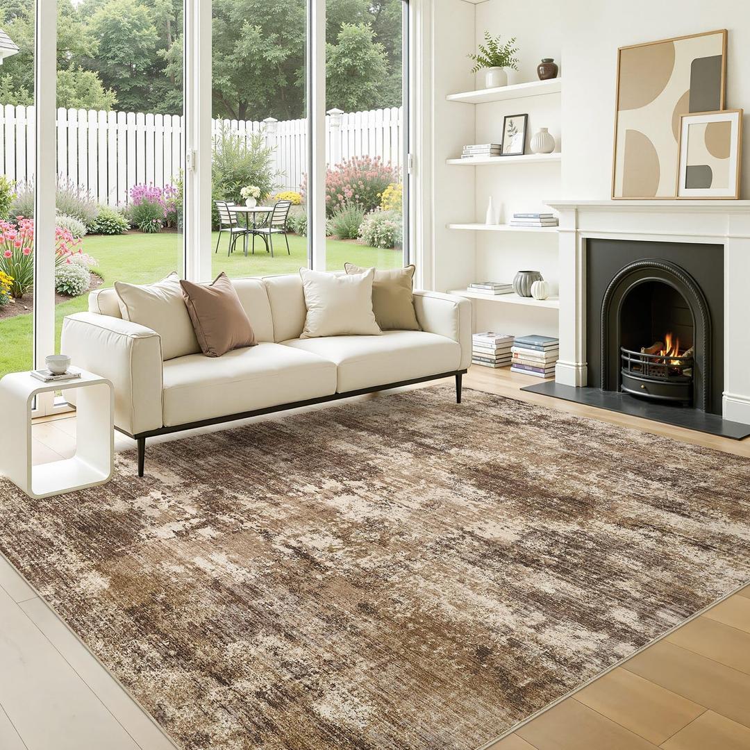 Natunest 10x13 Area Rugs for Living Room Washable Abstract Rug Taupe