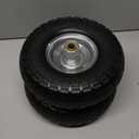 GICOOL 4.10/3.50-4" Flat Free Tire and Wheel, 10" Heavy Duty Solid Tire, 5/8" Axle Bore Hole, 2.2" Offset Hub, for Hand Truck Garden Cart Wagon Trolley Dolly Replacement, 2 Pack