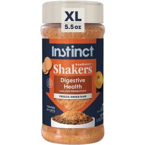 2 x Instinct Freeze Dried Shakers, Cat Food Topper, Digestive Health, 5.5 oz | Freeze dried raw powder, sprinkle on dry or add water for gravy, probiotics & functional ingredients to support digestion (EXP 06/23/27)