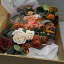 Ling's moment Terracotta Artificial Flowers with Vase Wedding Table Decor Bouquet Centerpiece Flower Potted for Ceremony Reception Desk Flowers Mantel Archway Aisle, Orange Fake Flowers, Set of 2