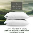 Farm To Home 100% Organic Cotton Cover Pillows Queen/Standard Size Set of 2, Down Alternative Hotel Quality Soft Bed Pillow for Back & Side Sleepers, Machine Washable, 20"x28", White