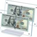 2Pcs Dollar Bill Frame Display Acrylic Dollar Bill Holder for Collectors Currency Frame Display Case Double-Sided Transparent Ticket Banknotes Stamp Photo Protector(Transparent-2)