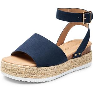 DREAM PAIRS Women's Platform Espadrilles Casual Ankle Strap Wedge Sandals Comfortable Dressy Summer Shoes, Size 9