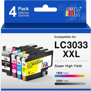 Compatible for LC3033 BK C M Y Ink Cartridges Brother LC3033XXL Super High-Yield Replacement for Brother Ink Cartridges LC3033 LC-3033 LC3035 Work with MFC-J995DW MFC-J805DW MFC-J815DW Printer-4 Packs