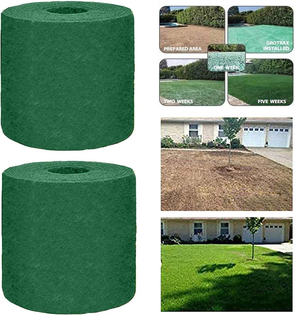Grass Seed Mat Roll, Biodegradable Lawn Seed Mat,Backyard Plant Growing Grass Seed Germination Blanket, one-Piece Solution-just Water and Grow-not Fake or Artificial Tur, green