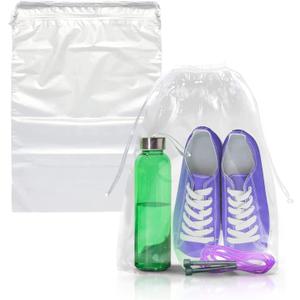 PUREVACY Clear Drawstring Bag, 9 x 12 Inches. 50 Pack Clear Plastic Drawstring Bags. 2 Mil Double Drawstring Clear Bags. Waterproof Bags for Goodies, Travel Essentials, Shoe Organizer Bags PUREVACY Clear Drawstring Bag, 9 x 12 Inches. 50 Pack Clear Plastic Drawstring Bags. 2 Mil Double Drawstring Clear Bags. Waterproof Bags for Goodies, Travel Essentials, Shoe Organizer Bags