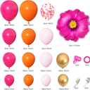 Ouddy Life 175Pcs Hot Pink and Orange Balloons Arch Garland Kit, Pink and Orange Party Decorations with Gold Balloons Foil Flowers for Women Wedding Bridal Tropical Bachelorette Birthday Decor, Large