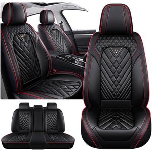 Full Set for Toyota Corolla Cross Car Seat Covers 2022-2026, Waterproof Nappa Leather Car Seat Protector, Anti-Slip and Comfortable Car Seat Cover&Accessories(5 Seats/Black Red)