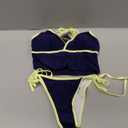 ZAFUL Women's Halter Tankini Swimsuits Cute V Neck Tummy Control Bathing Suit High Cut Tie Side Thong Tankini Set Swimwear (Medium)