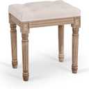 VONLUCE Ottoman Stool, Length: 15.7 inch, Width: 11.8 inch, Height: 18.5inch, Beige, with Padded Seat, Wood Frame, Button Tufted, for Dining, Living Room, Bedroom, Piano, Dressing, Vanity, Foot Rest