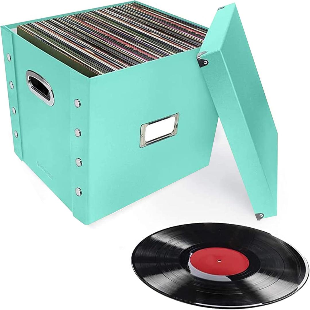 Snap-N-Store Vinyl Record Storage Box - 12" - 1 Pack- Crate Holds up to 75 Vinyl Albums - Mint
