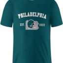 Men's Football Shirts Short Sleeve City Map Helmet T-Shirt Team Color Game Day Apparel Fans Gift S-2XL (For-philadelphia)