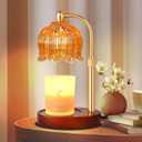 Adjustable Flower Candle Warmer Lamp with Timer, Mothers Day Gifts for Women Mom, Lotus Tulip Glass Warmer Light for Jar Candles, Electric Wax Warming Melter, Vintage Bedroom Decor(Amber)
