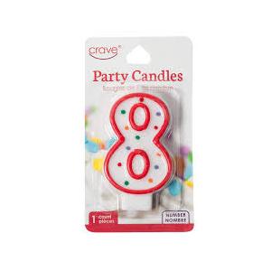 Crave Number Birthday Candle Cake Topper, Red Polka Dot Decoration for Birthdays, Anniversaries, Weddings