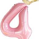 40 Inch Pink Crown Number 4 Balloons Set, 4th Birthday Balloons for Girls, Childrens 4th Birthday Party Decorations. (4)