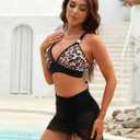 Blooming Jelly Womens High Waisted Bikini Sets Two Piece Tummy Control Swimsuits 2026 Mesh Swim Skirt Bathing Suit (L)