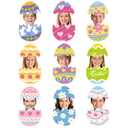 54Pcs Easter Egg Cutouts, Spring Classroom Bulletin Board Decorations, Colourful Eggs Paper Cutting with DIY Photo Space for School Easter Party Home Wall Decor