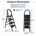 4-Step Folding Ladder with Anti-Slip Pedal, Sturdy Lightweight Step Stool