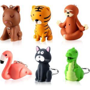 Kenning 6 Pieces Animal Flashlight Keychain Mini Pediatric Nurse Flashlight Badge Reel Pediatric Pen Lights Keychain for Nursing Staff Urgent Care(Funny)