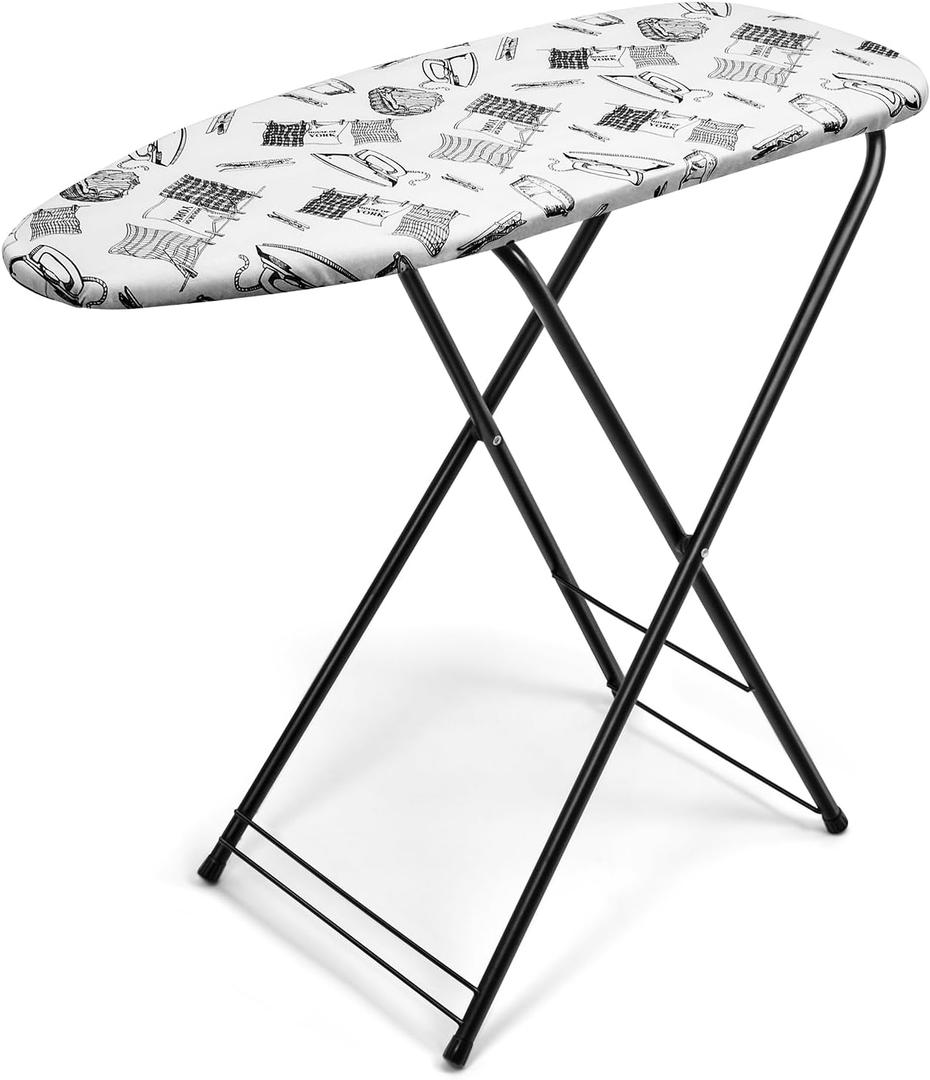 Duwee 13"35" Ironing Board Small with Heat Resistant Cover,Folding Compact Ironing Board,Light Weight,Easy to Storage (White)